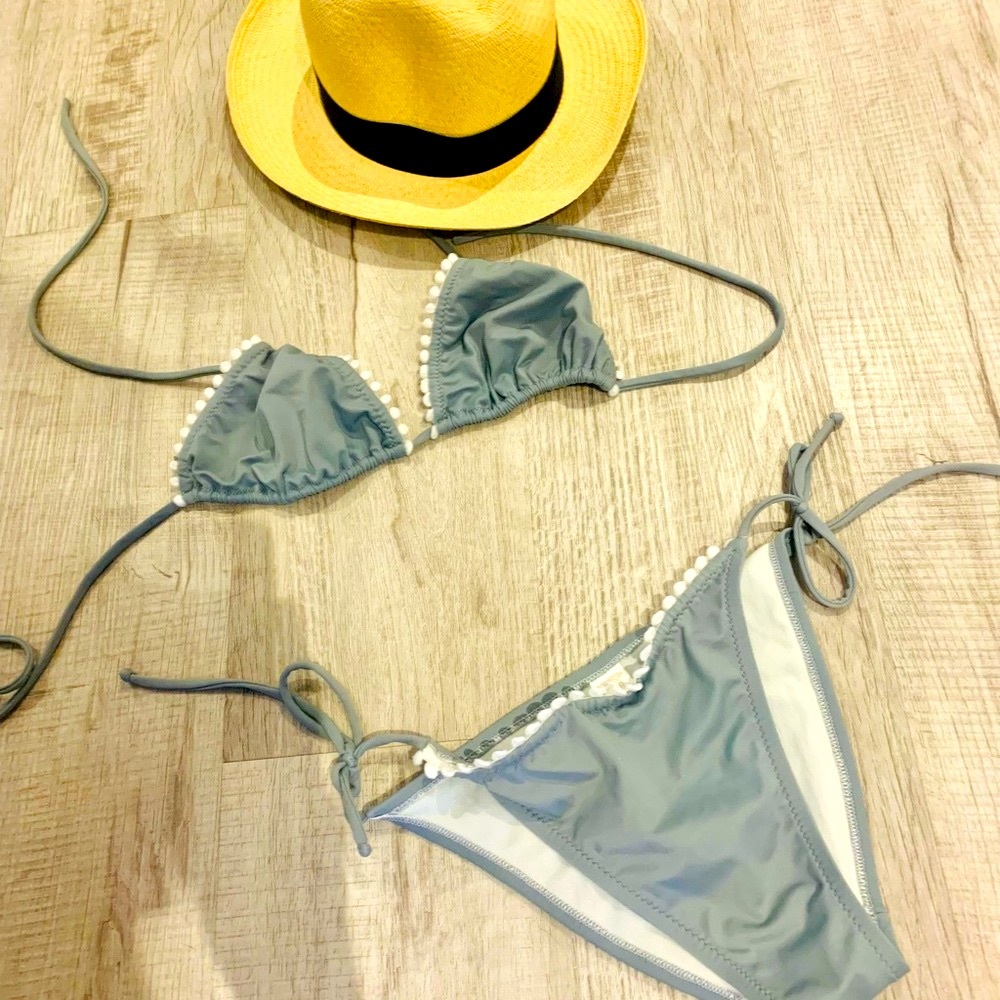 DELFINA triangle top /tie bottom bikini set-S